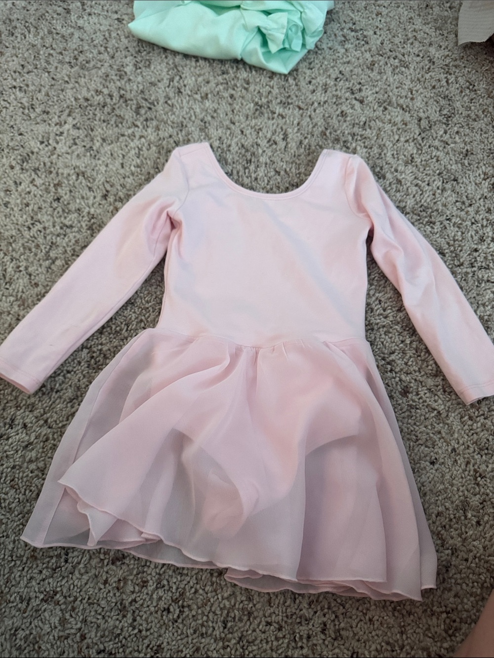Long-Sleeve Pink Ballet Dress with Chiffon Skirt
